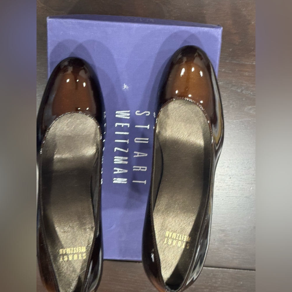 Stuart Weitzman Dark Brown Patent Heels